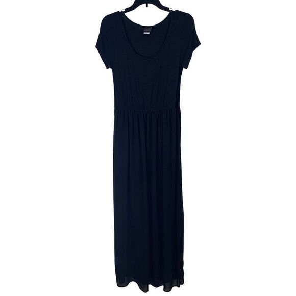 Mod Lusive Womens Maxi Dress Sz M Medium Black Short Sleeve Semi Sheer B… - Picture 1 of 7